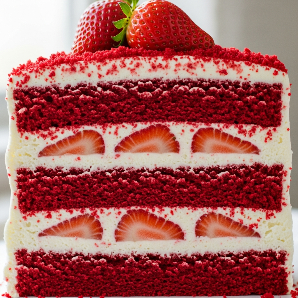 Red Velvet Strawberry Layer Cake